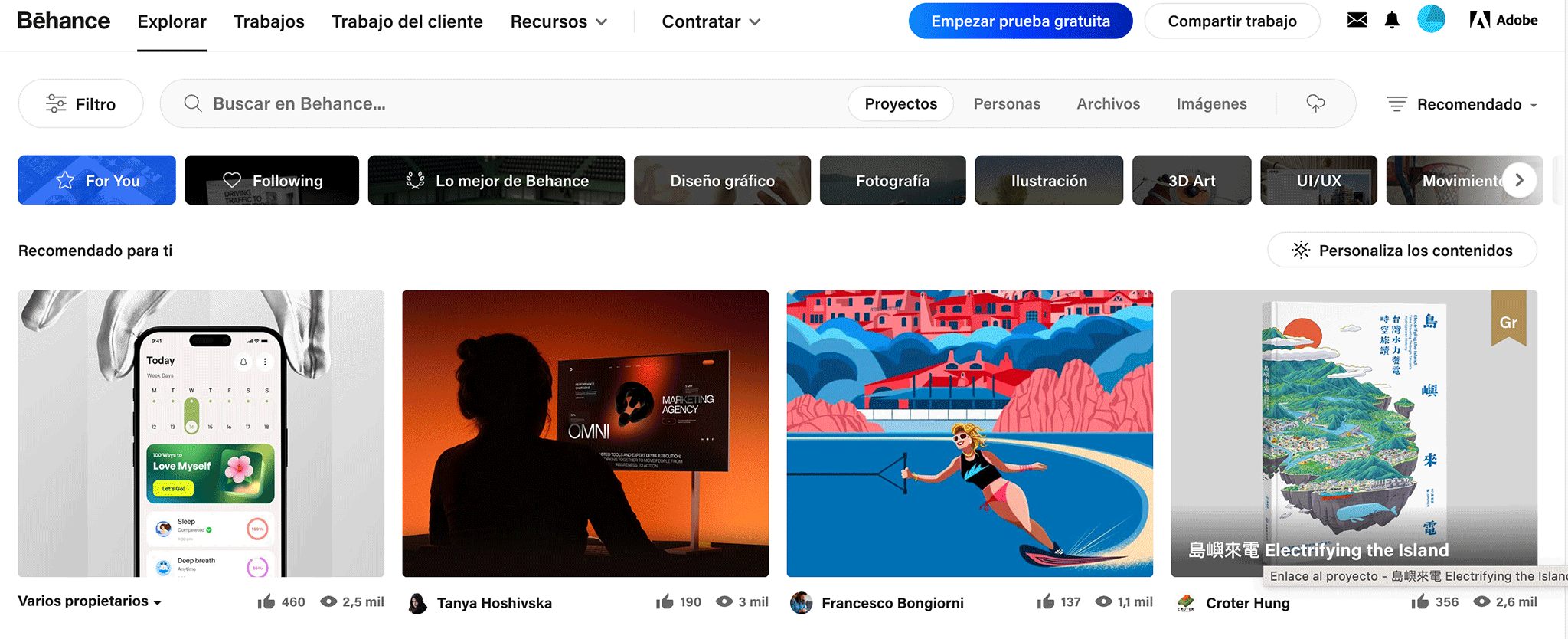 Behance para tipografías de diseñadores